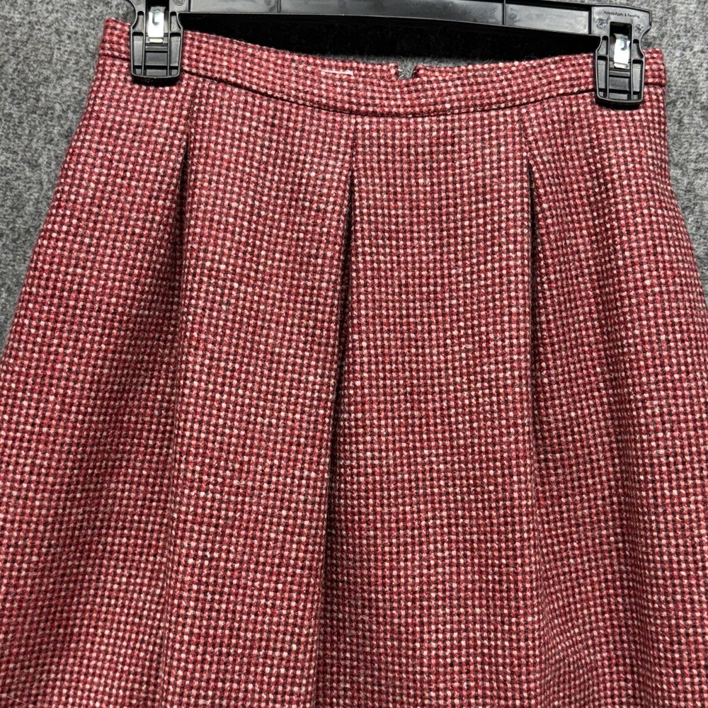 Guy Laroche Diffusion Skirt Womens 36 Red Tweed A-Line Midi Lined Made in France - Picture 2 of 16